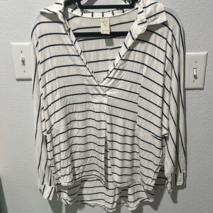 We The Free Black and White Striped Blouse